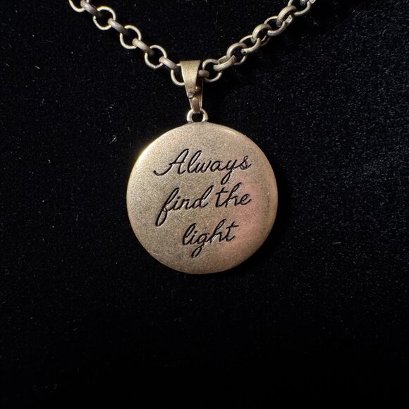 Vintage Gold Tone Moth Pendant Necklace | Inspirational "Always Find the Light" - Picture 3 of 6